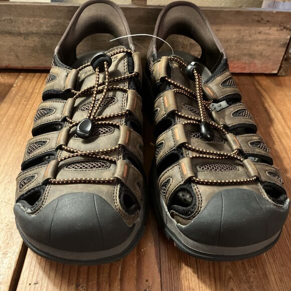 Skechers Sandals Mens 10.5 M Brown Slip Ins Fisherman Walking 205187 main image 8
